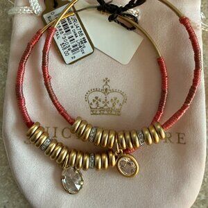 Juicy Couture "Wanderlust" Coral Thread Wrapped Hoops in JC pouch NWT